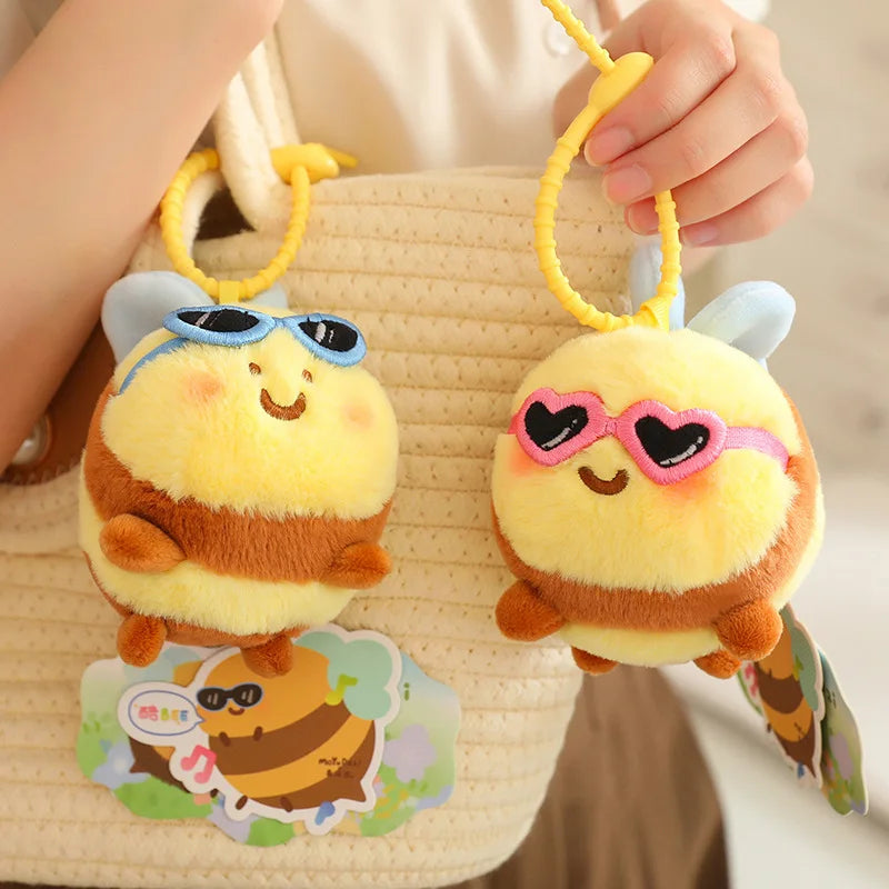 9CM Cute Bee Doll Pendant Stuffed Plush Animal Kids Toys Cartoon Bag Decoration Creative Lovely Girls Birthday Gifts Home Decor