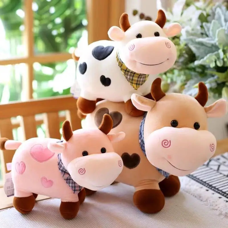 Cartoon Cute Cow Plush Toy Soft Animal Cattle Plush Toy Kawaii For Girls Cotton Animal Plush Doll Filled Home Decoration