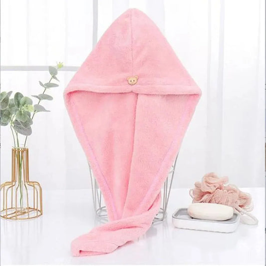 1pc Solid Color Thickened Quick-dry Hair Drying Cap, Super Absorbent Wrapped Head Towel Long Hair Cute Dry Hair Towel