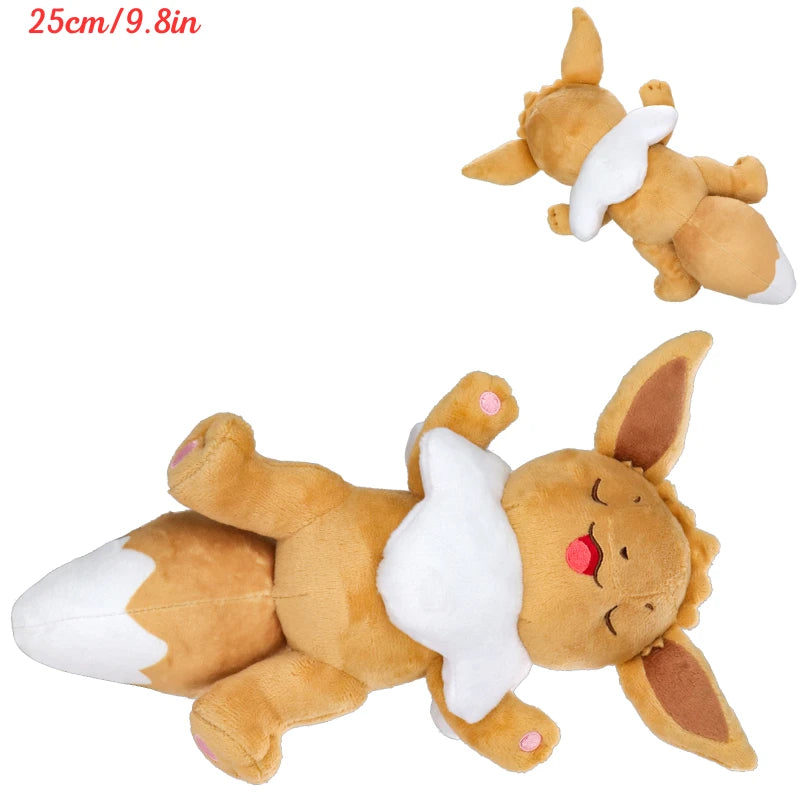 Kawaii Pokemon Sleeping Gengar Eevee Cubone Chikorita Soft Plush Toys Cute Anime Lucario Vaporeon Charmander Peluche Dolls Gifts