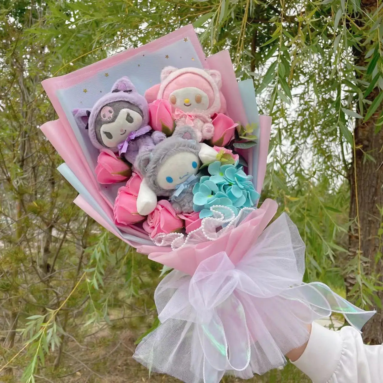 Sanrio Plush Bouquet Gift Box Cinnamoroll Cat Plush Gift - Plushy Mart