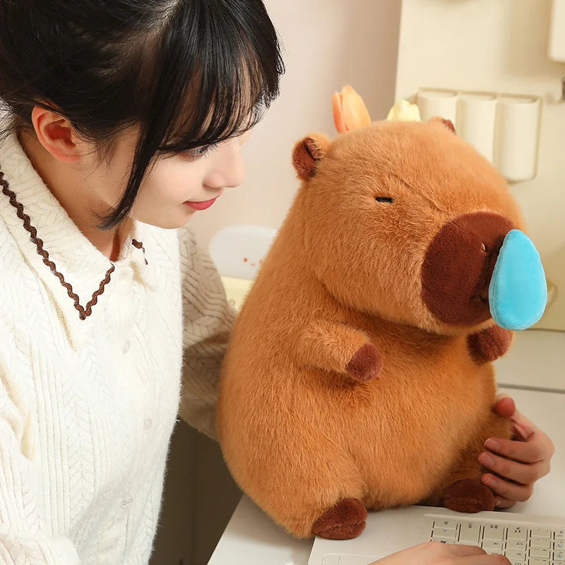 22/33cm Cute Snotty Capybara Plush Toy Simulation Animals with Stretchable Nasal Mucus Capibara Fluffty Doll Birthday Gifts