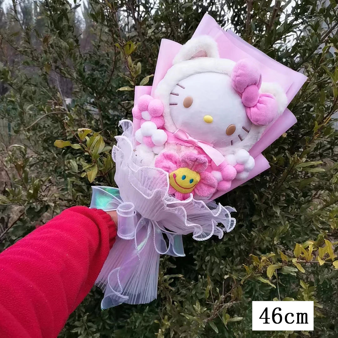 Sanrioed Kuromi My Melody Cinnamoroll Hello Kitty Anime Doll Toy Cartoon Plush Bouquet Valentine's Day Christmas Graduation Gift