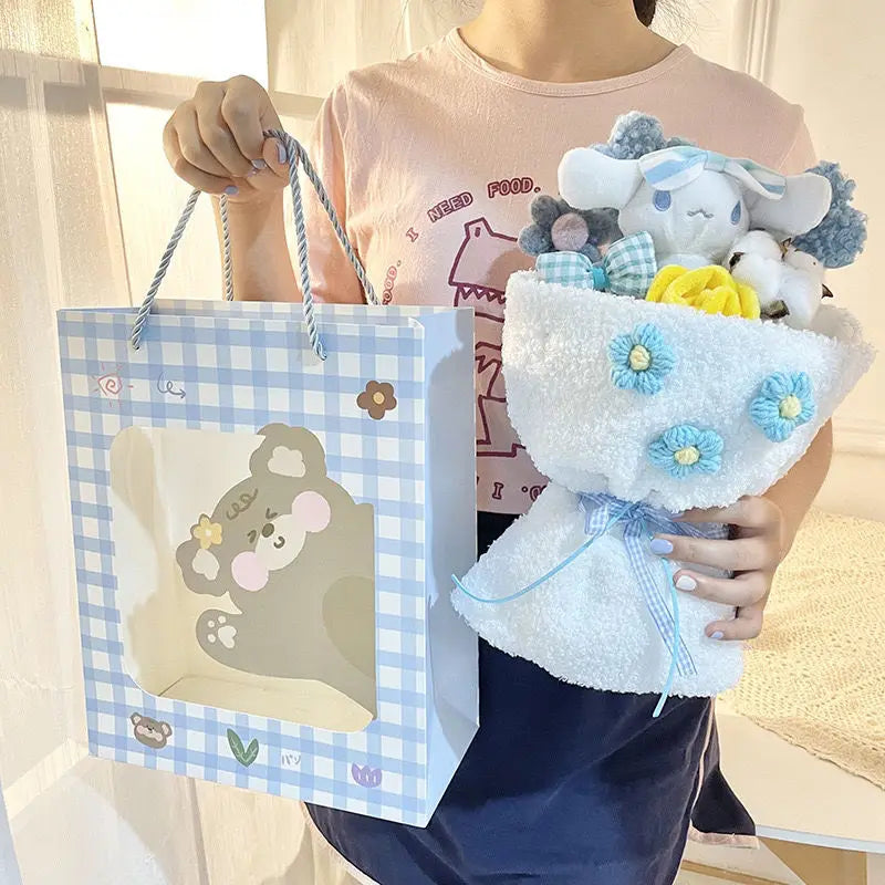 Kawaii Sanrio Cinnamoroll Plush Doll Bouquet - Creative Cute Anime Flower Graduation Gifts - Plushy Mart