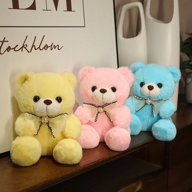 20Cm Nine Colour bow Bear Cute Bear Plush Toys Stuffed Cute Bear Doll Boys&Girls Appease Doll Kids Baby Birthday Gift