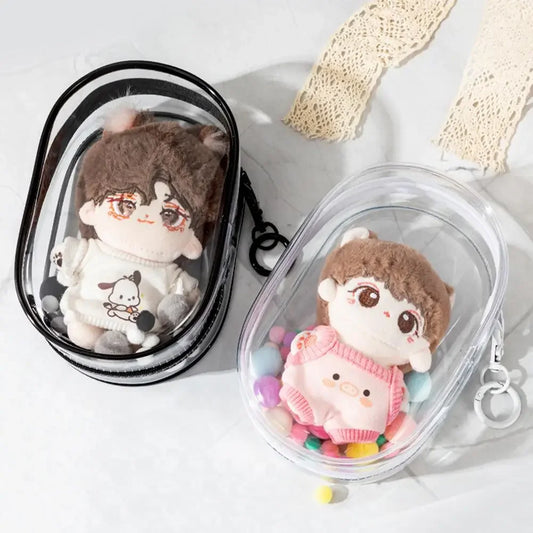 1Pc Doll Storage Case Anime Ornaments PVC Mystery Box Organizer Box Square Plush Display Bag With Keychain 15.5*7*11cm