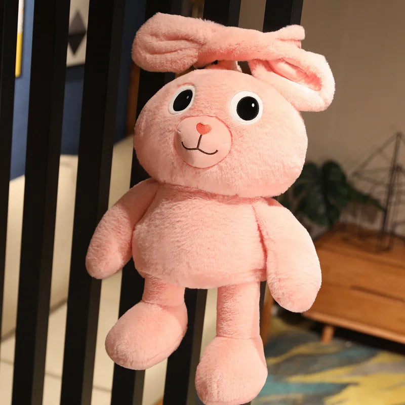 80/100cm New Creative Pull Ear Rabbit Anime Rabbit Plush Toy Pink Rabbit Doll Adjustable Length Long Ear Rabbit Birthday Gift