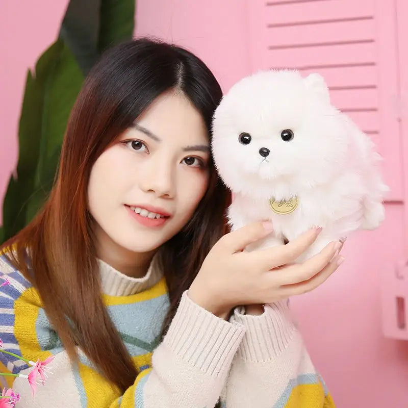 1pc 23cm Lifelike Dog Plush Toy Simulation Stuffed Animal Fluffy Pompom Dog Soft Doll Kids Toys Birthday Christmas Gift