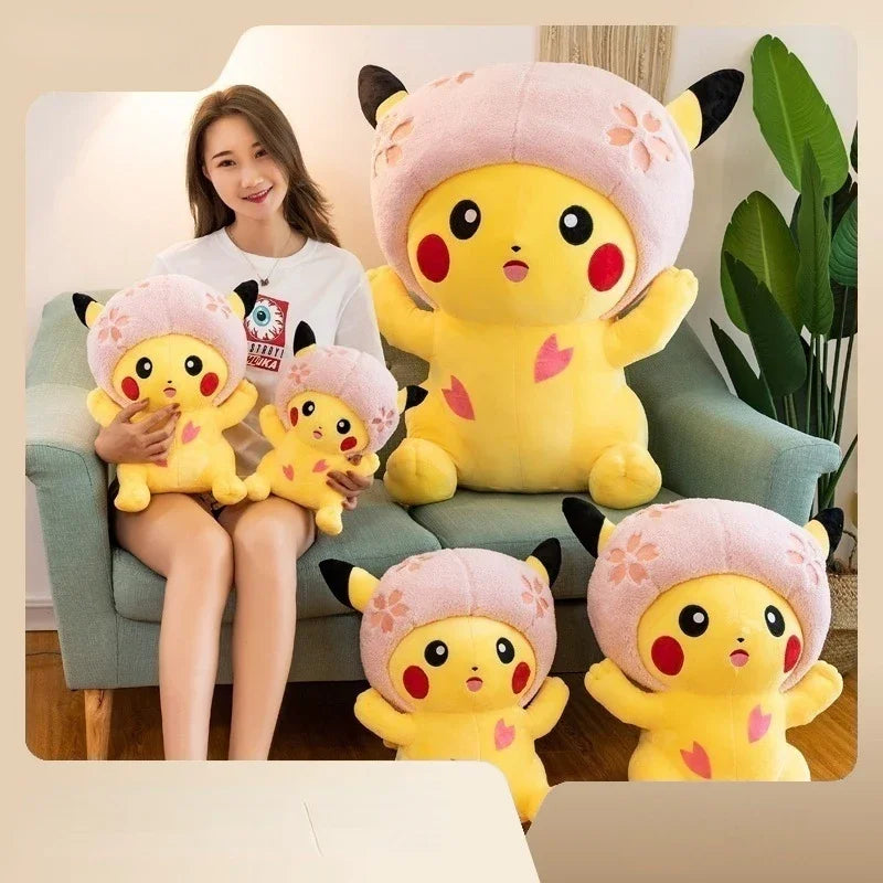 30CM Pikachu Plush Toy Cherry Blossom Anime Cartoon Doll Pillow Plush Toy Girls Kawail Pikachu Gift Foft Plush Pokemon Toys