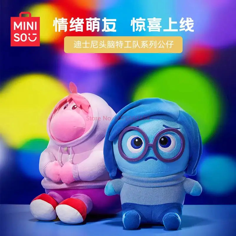 New Miniso Disney Pixar Inside Out 2 Sadness Embarrassment Plush Doll Figure Keychains Cute Bag Pendants Keyring Birthday Gift