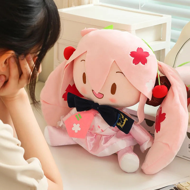 6Styles Cartoon Hatsune Miku Plush Toy New Bow Miku Preciality Sakura Hatsune Miku Plushies Sleeping Doll Soft Gifts Girl