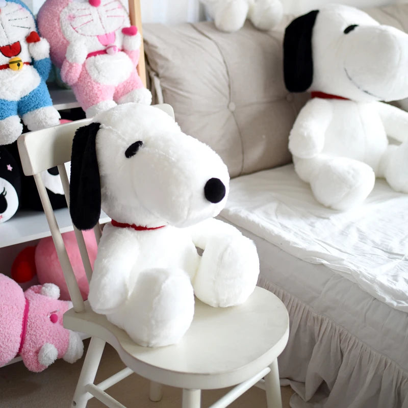 Lovely Snoopy Plush Toy Very Soft Fluffy Stuffed Animal Black and White Dog Plushies Throw Pillow Sofa Bed Room Decor Gifts Girl