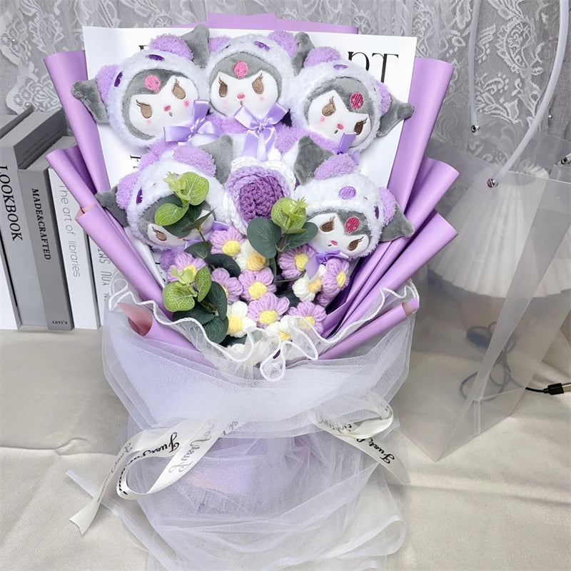 Cartoon Bouquet Kuromi My Melody Cinnamoroll Kt Cat Animation Plush Doll Toy Gift Box Valentine's Day Christmas Birthday Gifts