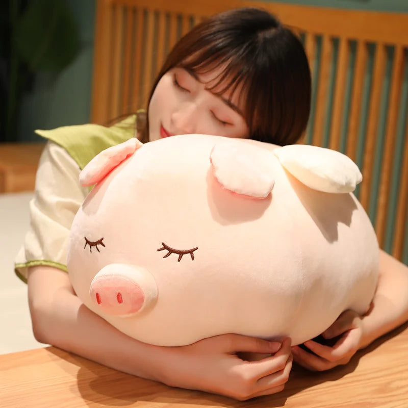 23-75CM Lovely Angel Pig Stuffed Doll  Lying Plush Piggy Toy Animal Soft Plushie Pillow Cushion Kids Baby Comforting Gift