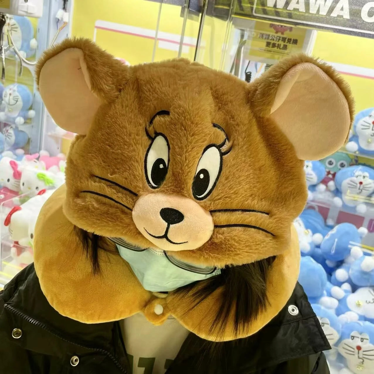 Lovely Anime Tom and Jerry Plush Hooded U-Shaped Pillow Cute Travel Nap Pillow Kawaii Comfortable Gifts For Girl