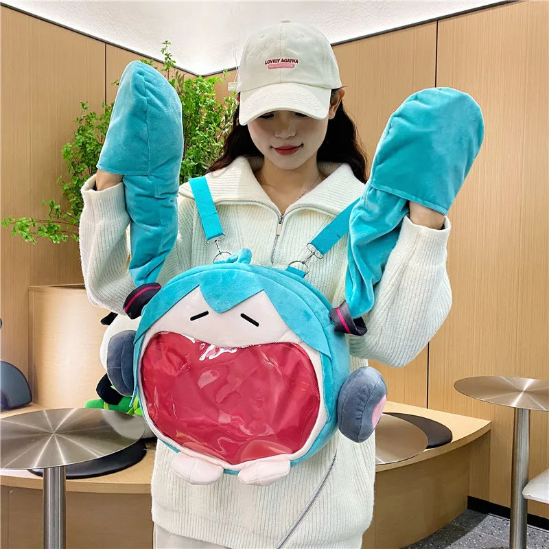 Hatsune Miku Animation Peripheral Plush Backpack Toys Cute Birthday Gift Plush Series Student Supplies Wholesale Holiday Present