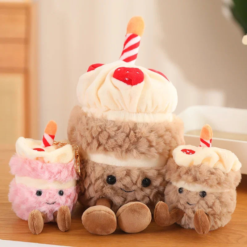 Hot Sale Simulation Cake Plush Wedding Cake Toys Stuffed Cute Ice Cream Snack Decoration Birthday Party Gift for Kid