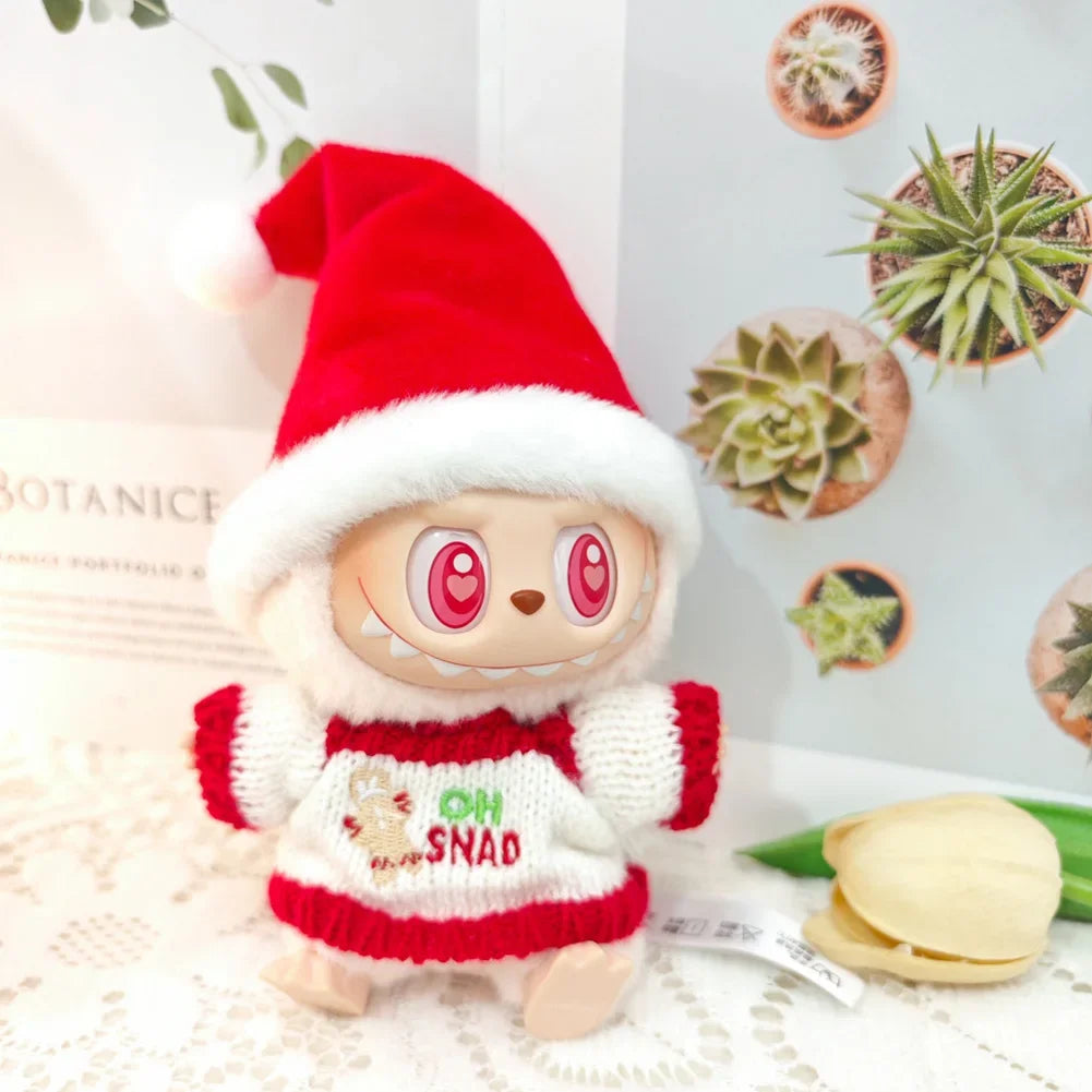 For 17 cm Labubu doll clothes Christmas one-piece elk labubu doll baby clothes change Cute Decoration Little Clothes