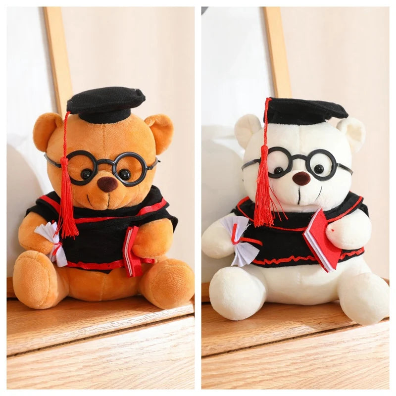 20cm/23cm Cute Dr. Bear Plush Toy Stuffed Soft Bear Animal Dolls Graduation Gifts for Kids Children Girls Decoration