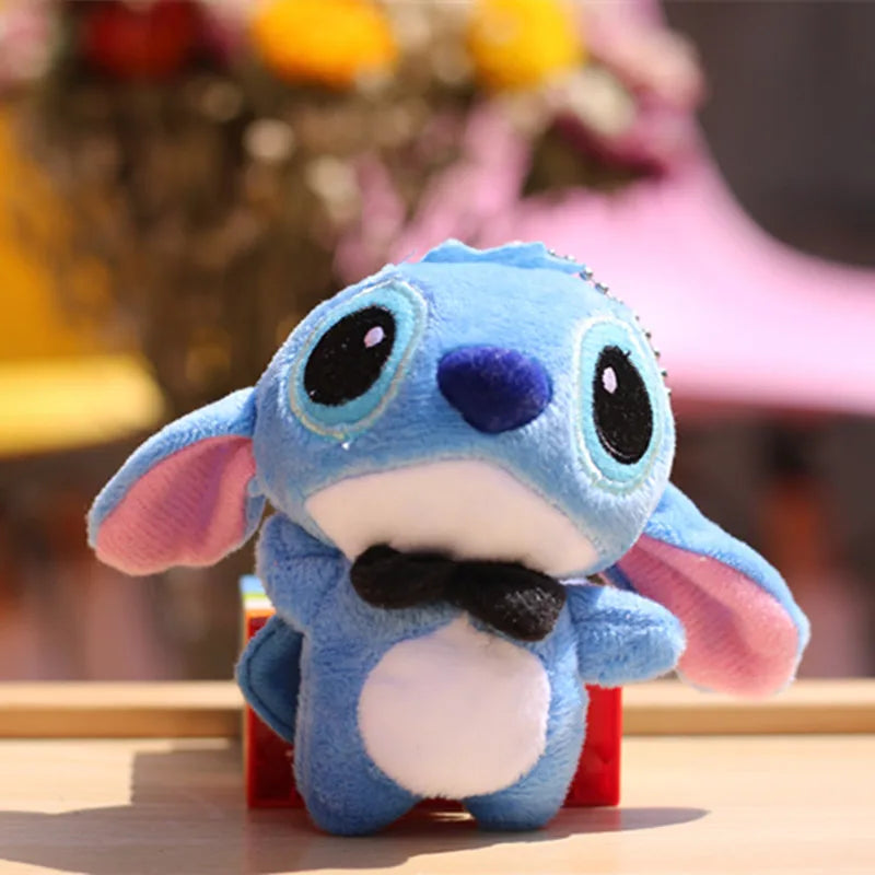 Disney Lilo and Stitch Plush Doll Keychains Stitch Soft Stuffed Toys Cartoon Bouquet Accessories Pendant Wedding Decoration Gift