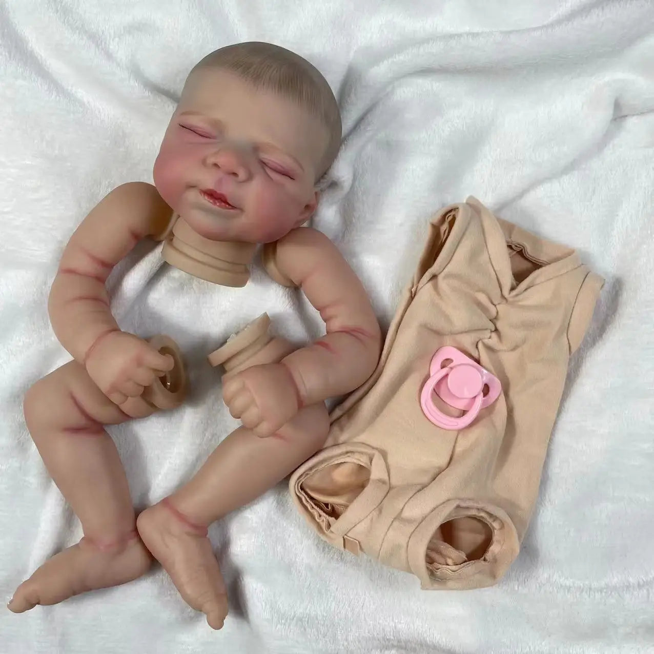 18 Inch Reborn Pascale 3D Painted Skin Kit With Rooted Eyelashes and Cloth Body Unassembled Reborn Baby Doll Parts DIY Molds