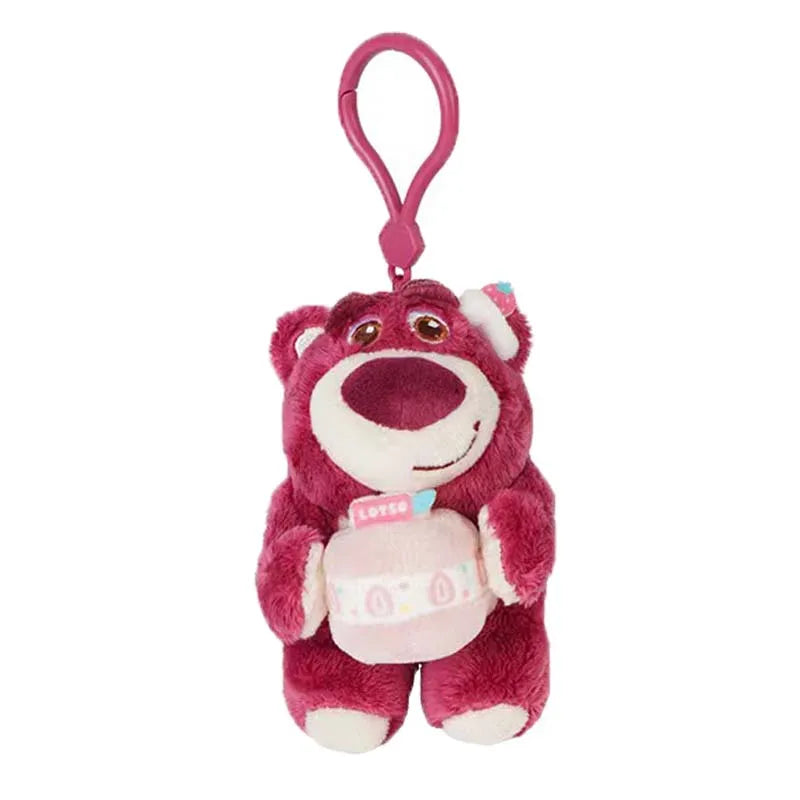 Genuine Disney Stitch Lotso Plush Toys Keychain Pendant Accessories Cute Cartoon Stuffed Doll Key Ring Toys Key Chain Gift