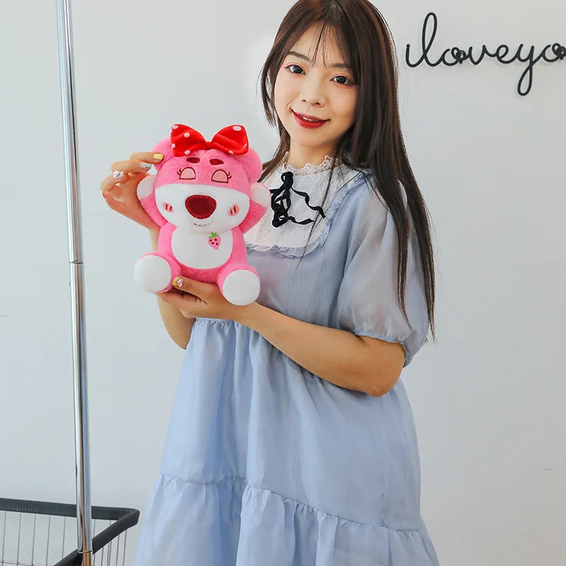 25/40cm Cute Pink Strawberry Bear Plush Toy Large Cute Bear Doll Girls Sleep Pillow Valentine's Day Room Decoration Gift