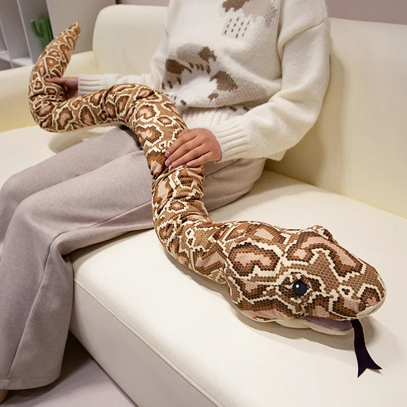 lifelike snake Plush Simulated Python Plush Lovely Animal Hand Puppet Toys Stuffed Snake Doll Home Decor Xmas Exquisite Kid Gift