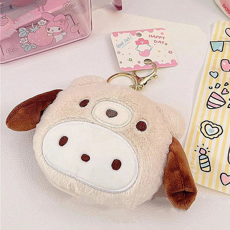 Kawaii Sanrio Hello Kitty Anime Plush Doll Keychain Cartoon Cute Cinnamoroll Pendant Wallets for Girlfriend Gifts Kids Toys