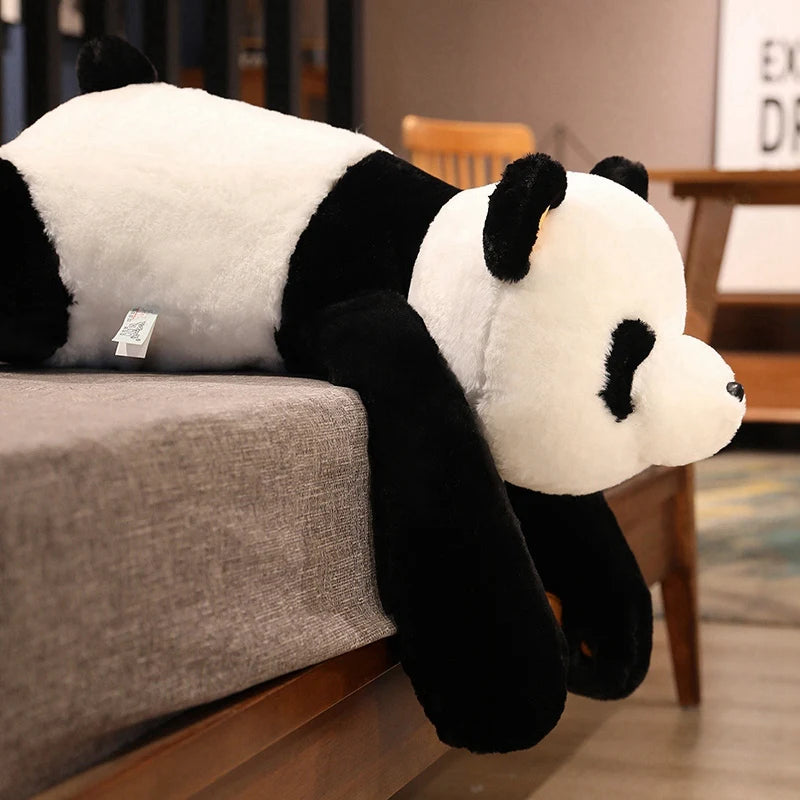 Cute Giant Long Panda Bear Plush Lie Prone Posture Stuffed Animal Doll Toy Pillow Cartoon Kawaii Dolls Girls Kids Gifts