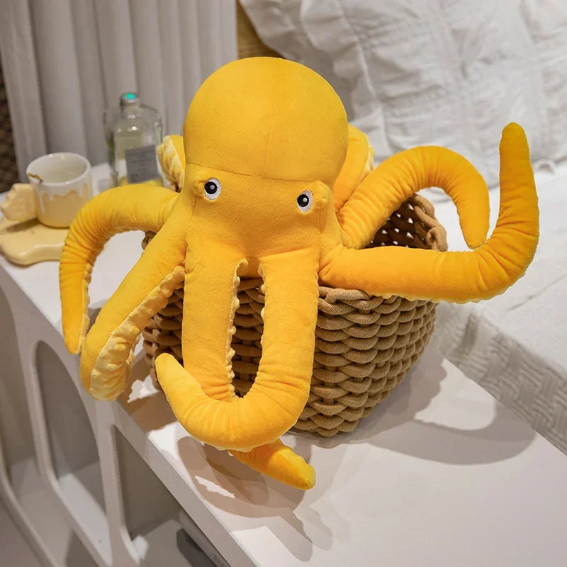 30/40/50CM Simulation Yellow Octopus Plush Toy Lifelike Stuffed Animals Plushies Doll Cartoon Soft Pillow Xmas Birthday Gift