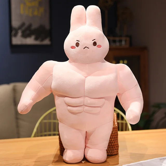 50-90CM Funny Strong Muscle Rabbit Plush Toys Humanoid Animal Pillow Stuffed Soft Vent Embrace Toys Cushion for Kids Kawaii Gift