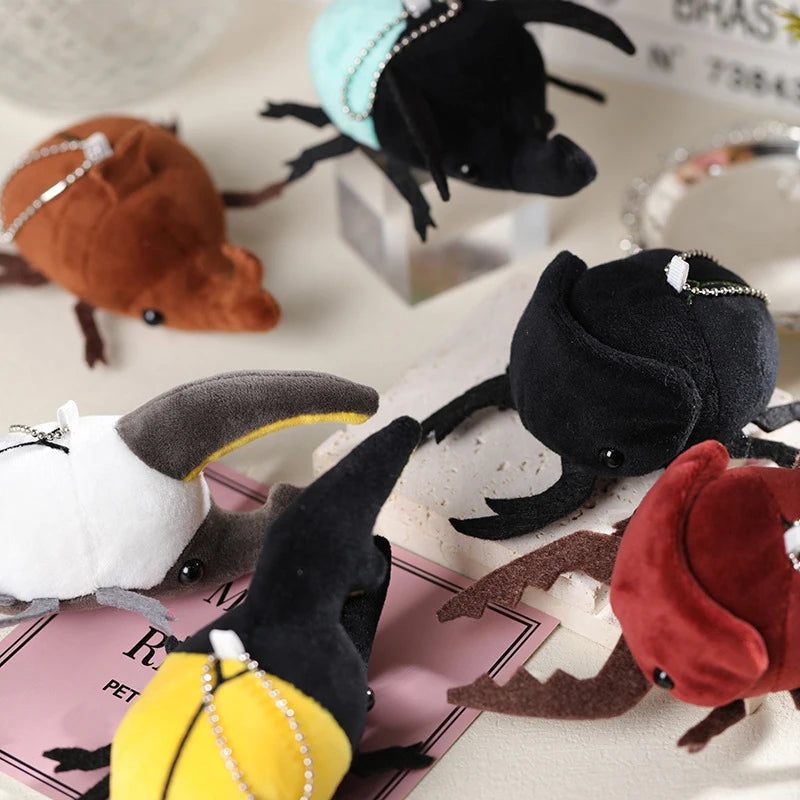 Cute Plush Doll Bag Pendant 10cm Insect-Beetle Plush Keychain Women Handbag Trinkets Backpack Decors Gift