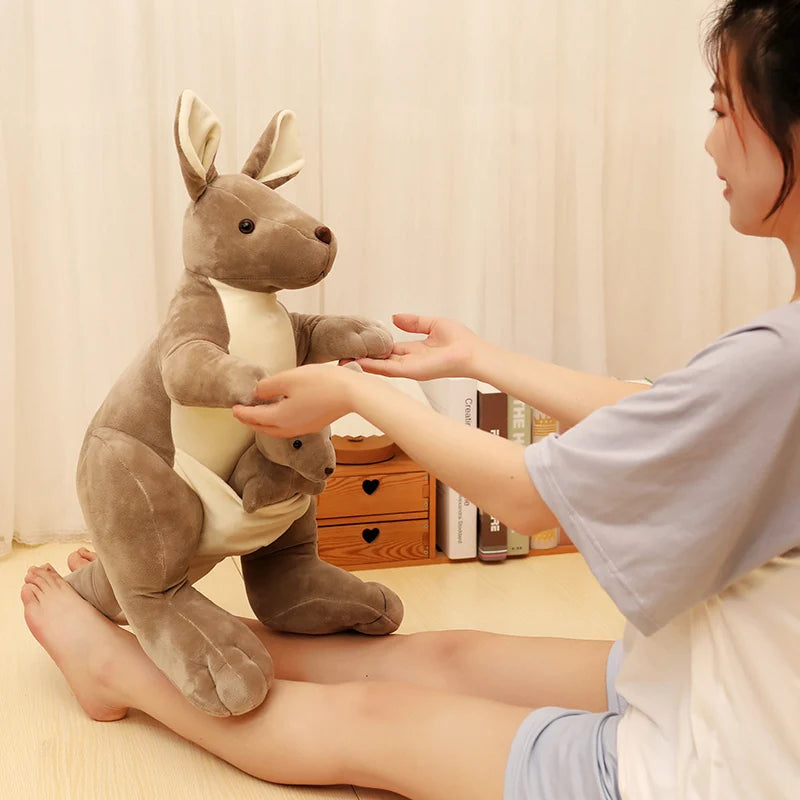 3Sizes Simulation Kangaroo Plush Toy Kangaroo Mother With Baby Cute Appease Doll To Send  Children's Birthday Gift Sofa Decor