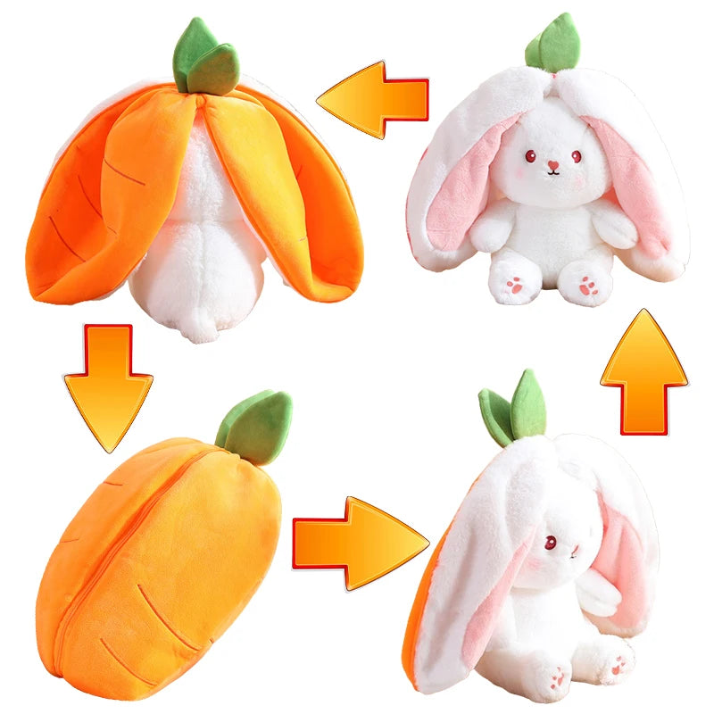 20-45cm Kawaii Pink Rabbit with Carrot Strawberry Stuffed Animal Bunny Plush Toy Soft Doll Cute Sleep Pillow Novel Gift for Girl