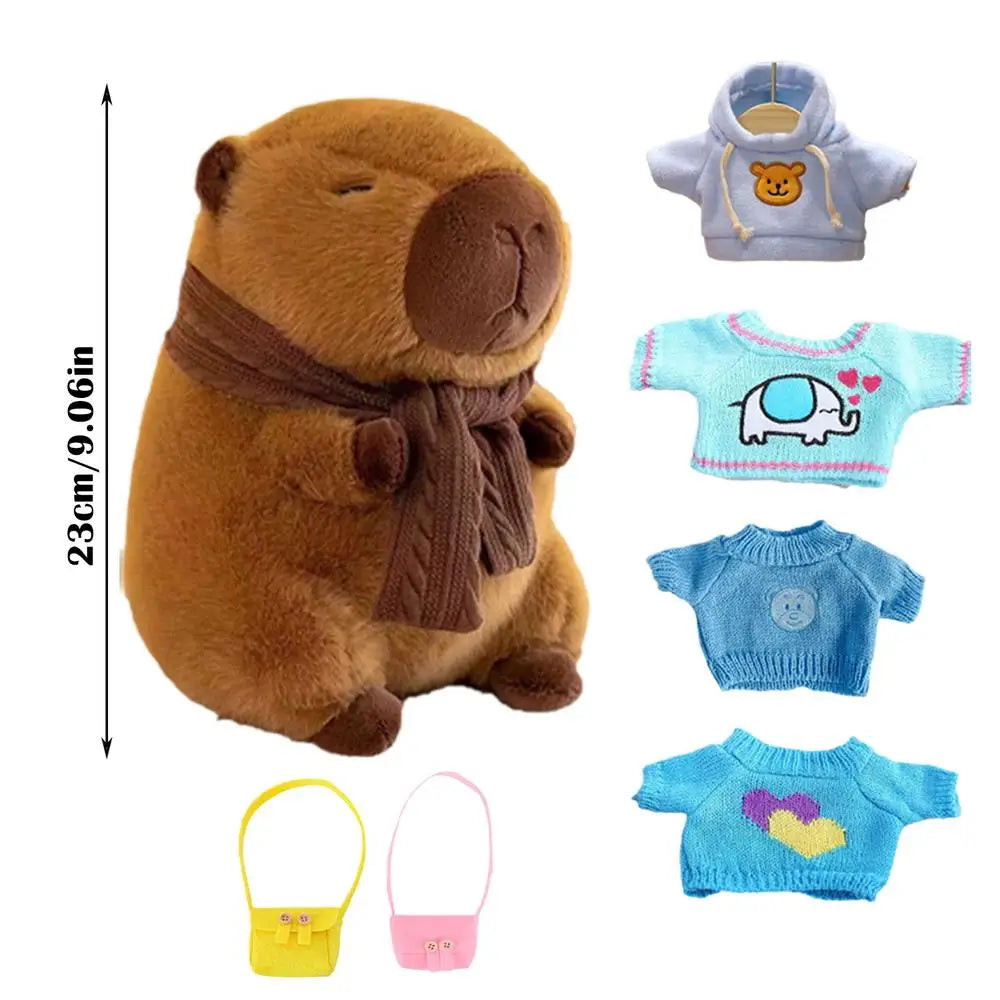 23cm Dress Up Capybara Plush Dolls With Clothes Accessories Stuffed Plush Animal Capybara Doll Cartoon Capybara Plush Figurine