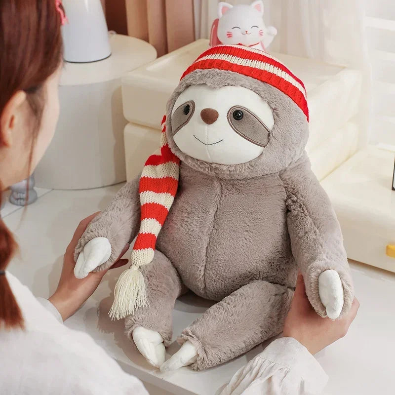 Creative Christmas Hat Sloth  Plush Toys Baby Animal Doll Pillows Soft Filling Cute Playful Shapes Good Quality Present Gifts