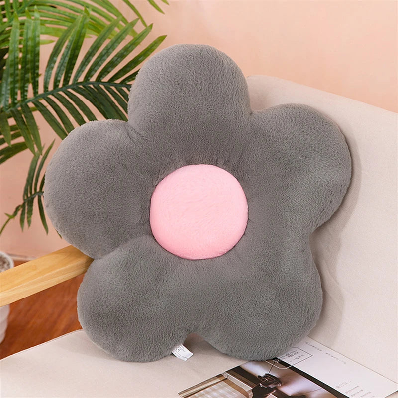 Winter Kawaii Colorful Flower Plush Pillow Soft Nap Office Classroom Chair Cushion Couch Pillow Bedroom