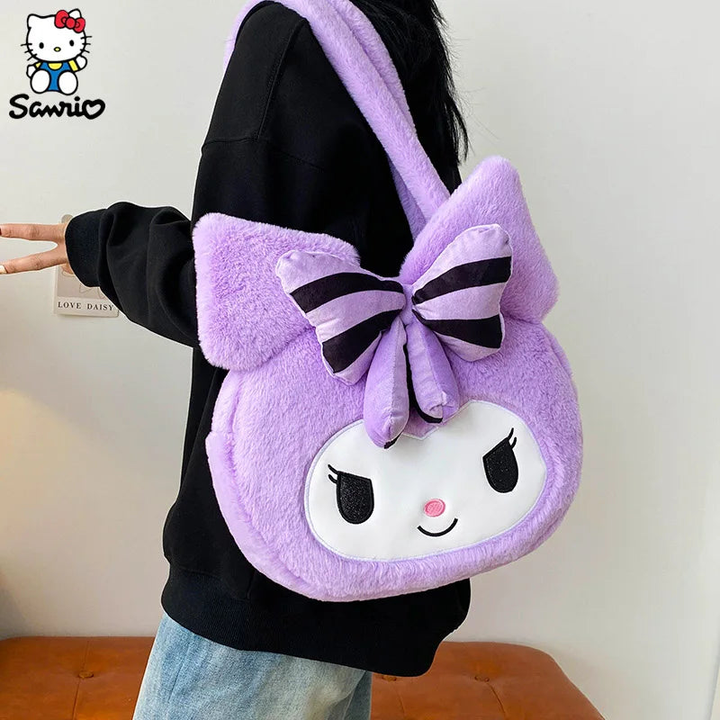 Anime Sanrio Bag Kawaii Kuromi Handbag Plush Shoulder Bags Women Messenger Bag High capacity Storage Bag Gifts