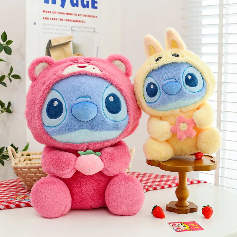 20/30cm Disney Stitch Plush Toy Strawberry Bear Style Stitch Children's Christmas Pillow Doll Batch Anime Pillows Doll