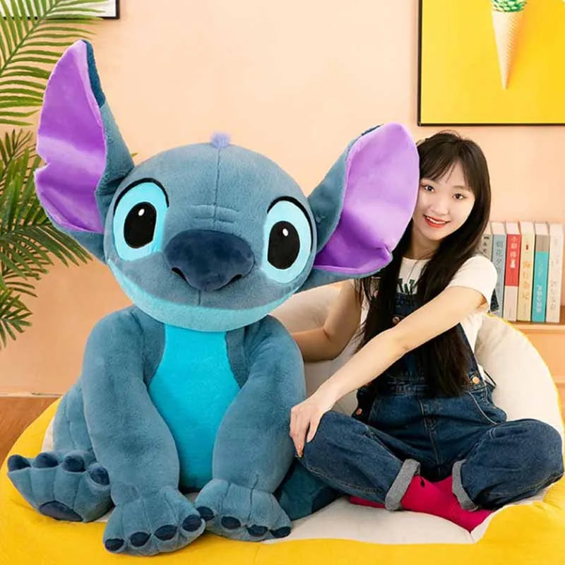 45/60cm Disney Stitch Plush Toy Doll Anime Stitch Sitting Stitch Cartoon Stuffed Doll Children's Comforting Pillow Kids Gifts