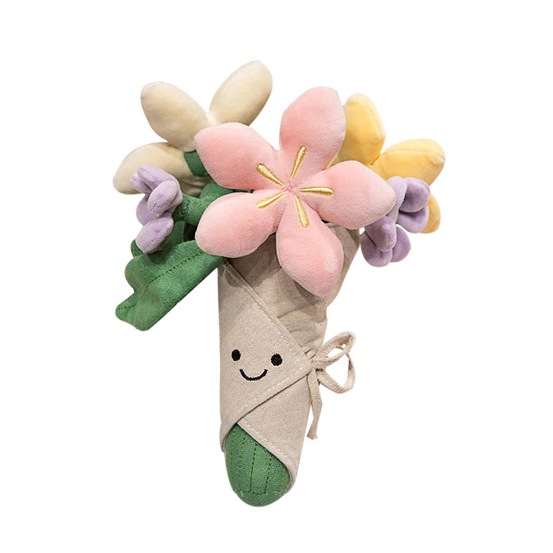 Kawaii Flower Plush Toy Bouquet Cherry blossom Dolls Preserved Flowers Plushies Valentine Graduation Christmas Gifts for Girl