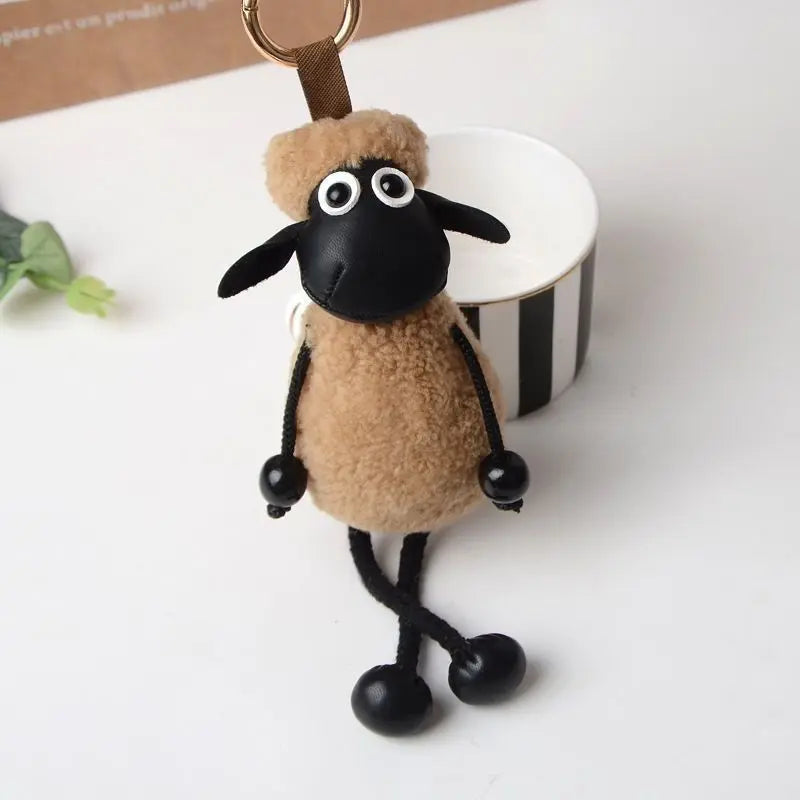 Cute and Creative Lamb Plush Toy Car Pendant Simulation Lamb Keychain Bag Small Pendant Gift for New Year's Gift to Friends