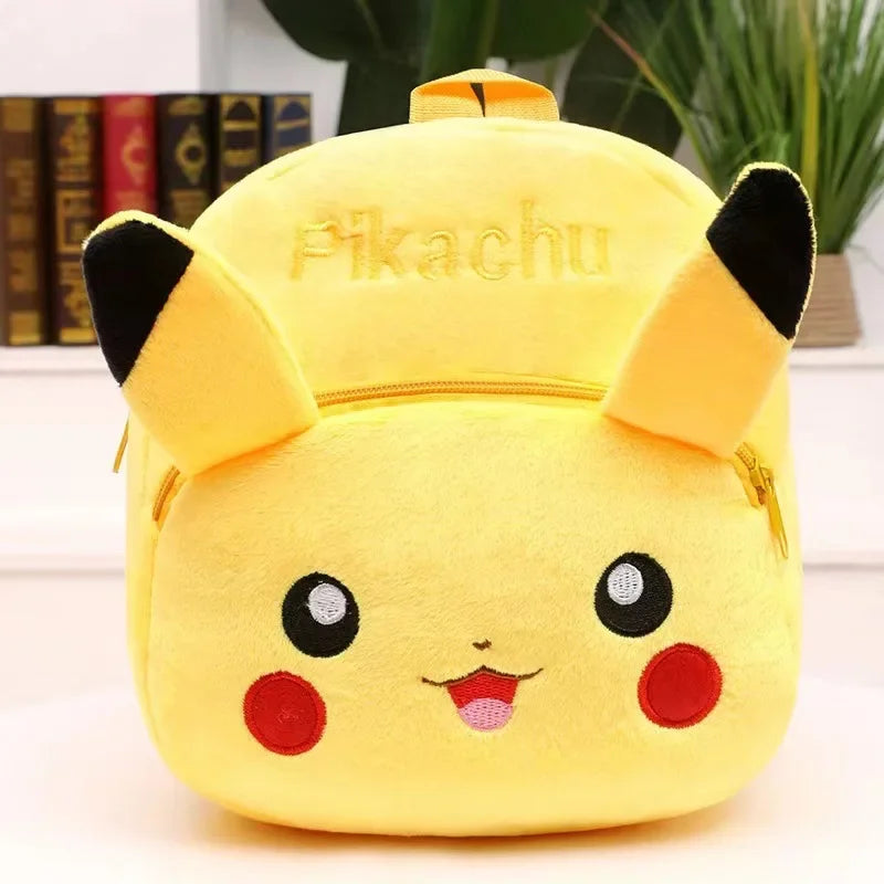 Hot MINISO Anime Plush Backpack Kawaii Cartoon Pokemon Pikachu Poke Ball Hello Kitty Minnie Stitch SchoolBag Kindergarten Gifts