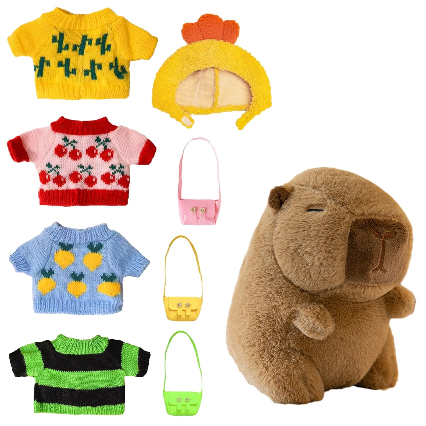 23cm Dress Up Capybara Plush Doll Toy With Clothe Accessory 9-Inch Cute Capybara Plush Doll Stuffed Plush Animal Doll Plush Toy