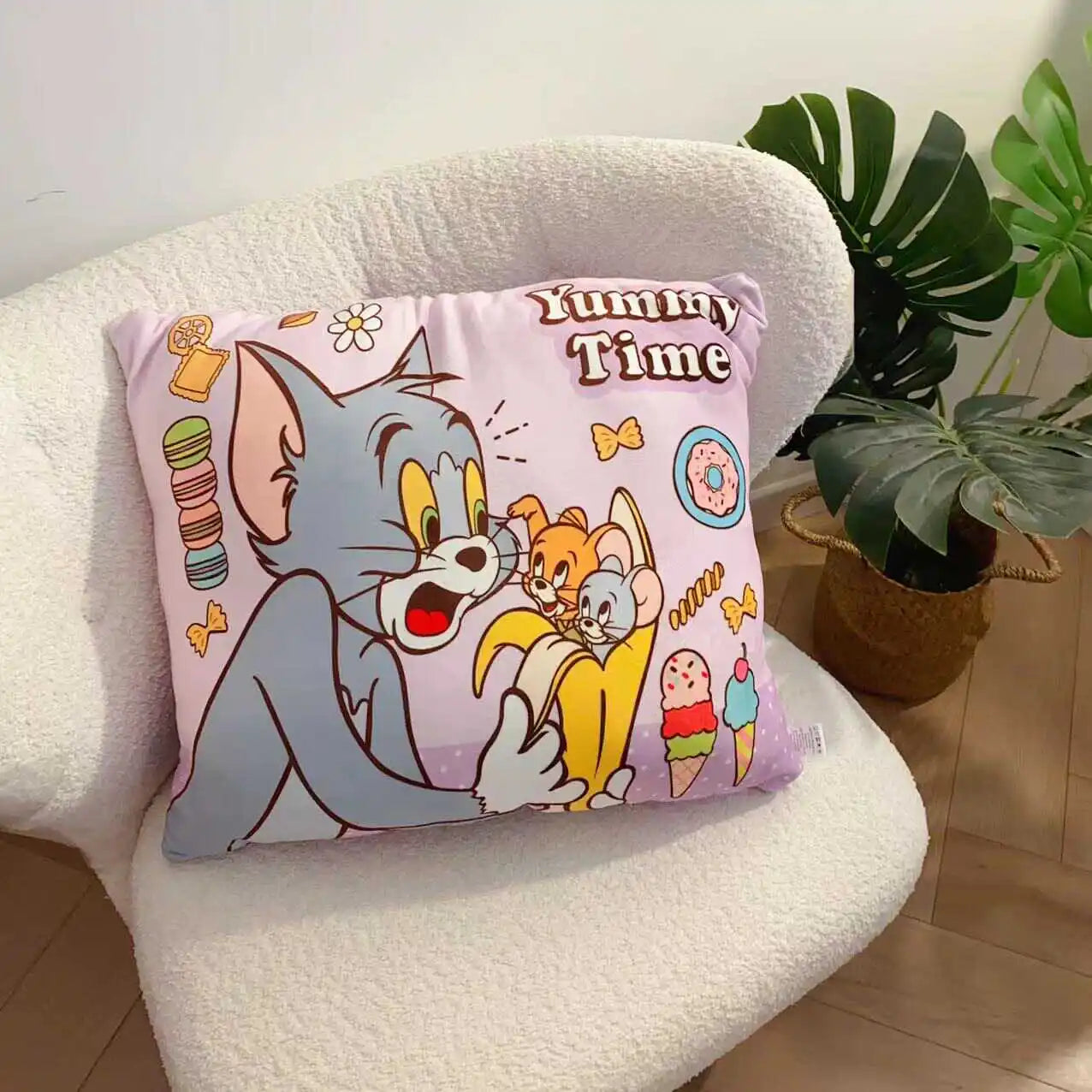 Very Soft Tom and Jerry Plushies Cuddly Pillow Sofa Bed Comfortable Back Cushion Home Decor Cartoon Anime Printing Plush Toy