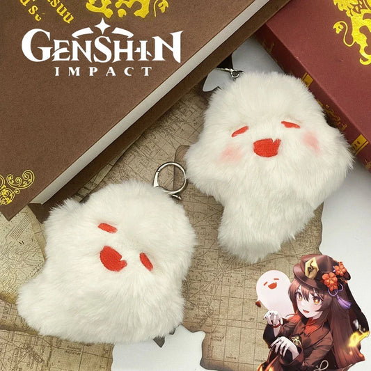 Game Genshin Impact Hutao Cosplay Keychain Unisex Ghost Pendant Plush Doll Key Rings Jewelry Accessories Key Chains