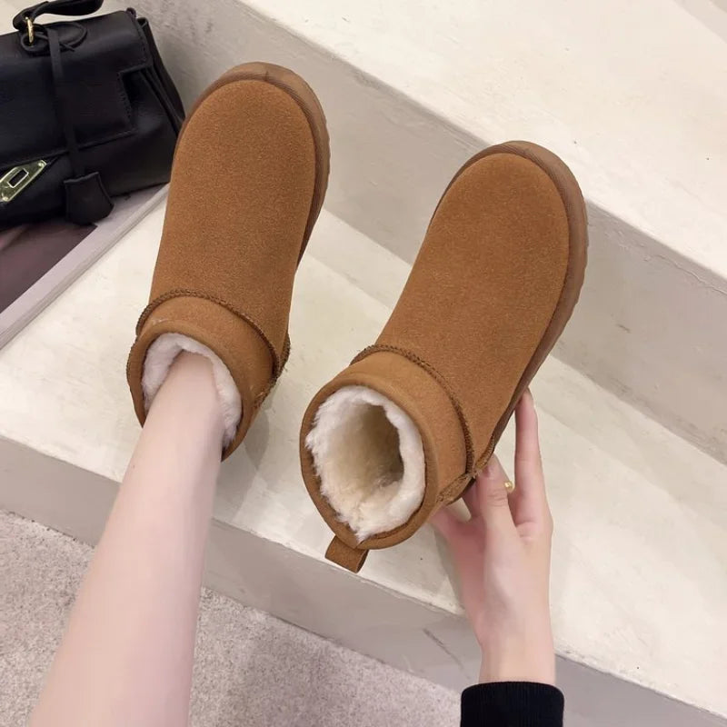 Snow Boots Women's Short Tube Thickened Cotton Shoes Non-slip Winter New Shoes Student Women's Shoes 2022 Black Boots