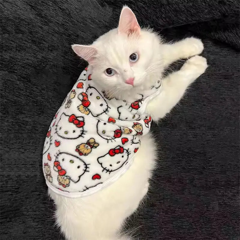 New Kawaii Hello Kitty Cat Sweater Costume Winter Warm Pet Clothes For Cats Pullover Mascotas Clothing Gatos Products For Animal