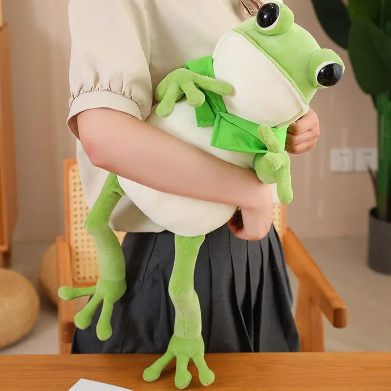 45CM-80CM Cute Cloak Frog Plush Toy Throw Pillow Big Eyes Long Legs Bed Soothing Rag Doll Children Birthday Gift